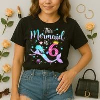 6 Year Old This Mermaid Is 6th Birthday Daughter Comfort Colors Boxy T-Shirt thumb 2