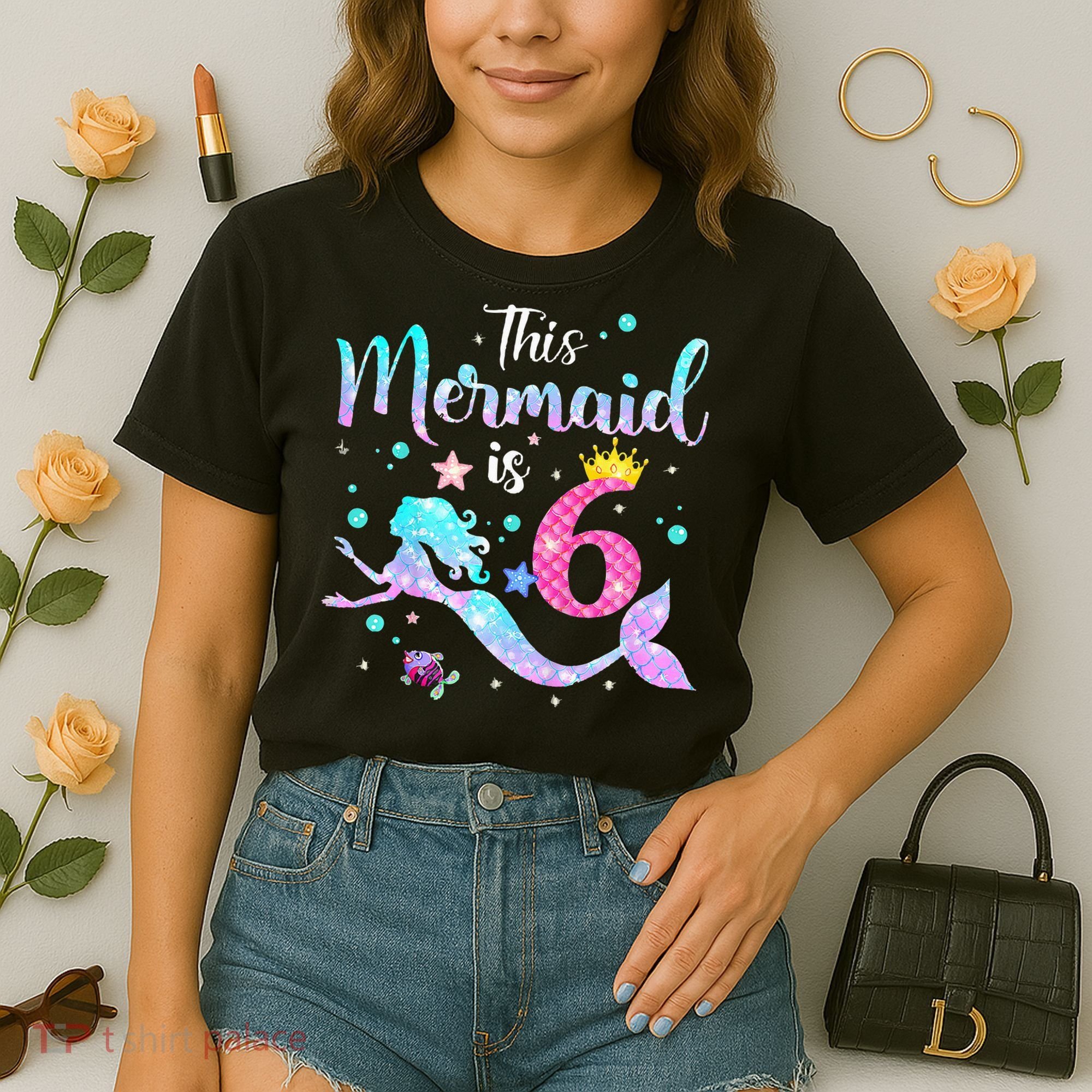6 Year Old This Mermaid Is 6th Birthday Daughter Comfort Colors Boxy T-Shirt