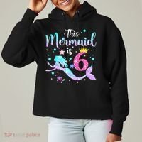 6 Year Old This Mermaid Is 6th Birthday Daughter Ladies Heavyweight Boxy Pullover Hoodie thumb 0