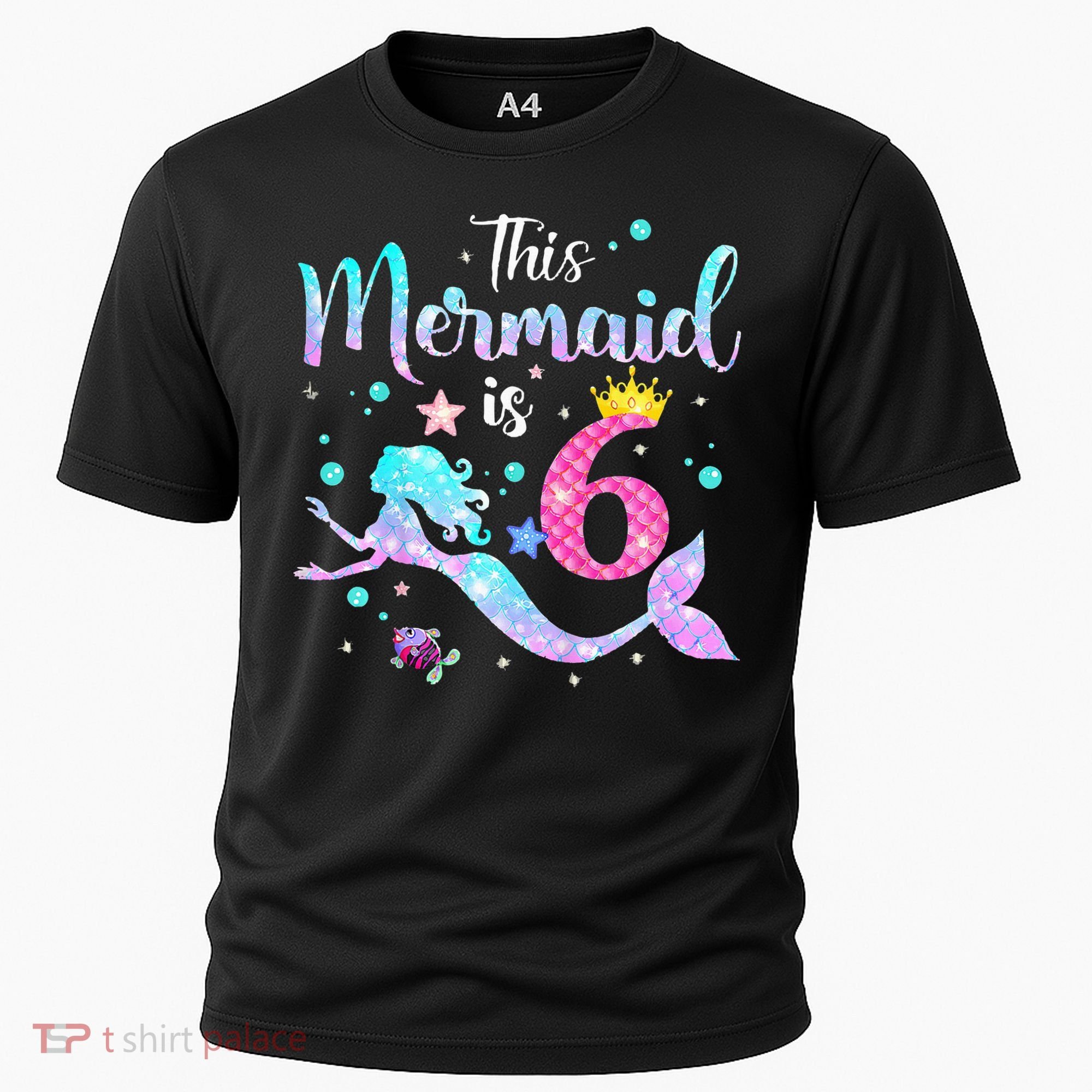 6 Year Old This Mermaid Is 6th Birthday Daughter Cooling Performance Crew T-Shirt