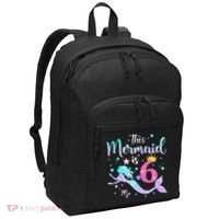 6 Year Old This Mermaid Is 6th Birthday Daughter Port Authority Basic Backpack thumb 0