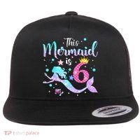 6 Year Old This Mermaid Is 6th Birthday Daughter Flat Bill Trucker Hat thumb 0