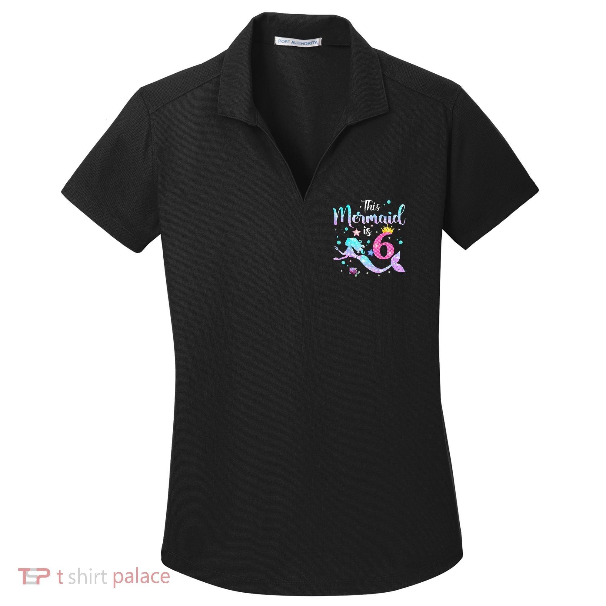 6 Year Old This Mermaid Is 6th Birthday Daughter Women's Dry Zone Grid Polo