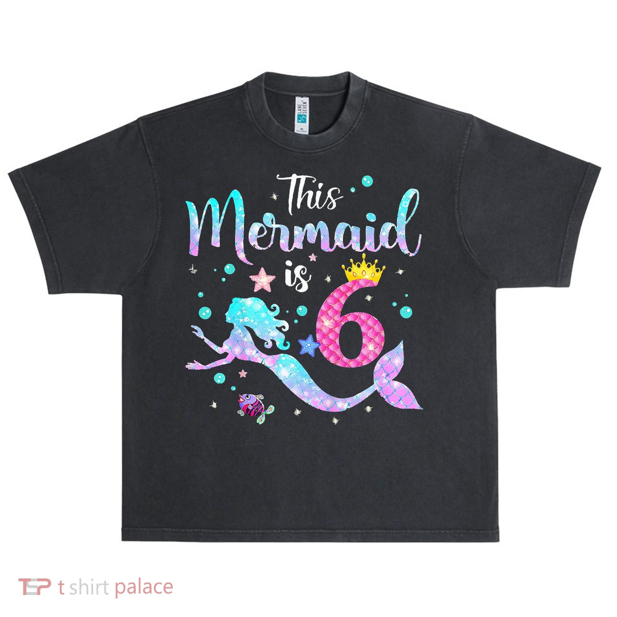 6 Year Old This Mermaid Is 6th Birthday Daughter Urban Oversized Heavyweight T-Shirt