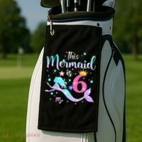 6 Year Old This Mermaid Is 6th Birthday Daughter Golf Towel thumb 2