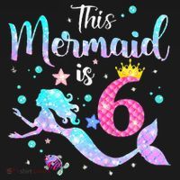 6 Year Old This Mermaid Is 6th Birthday Daughter Cropped Pullover Crew thumb 4