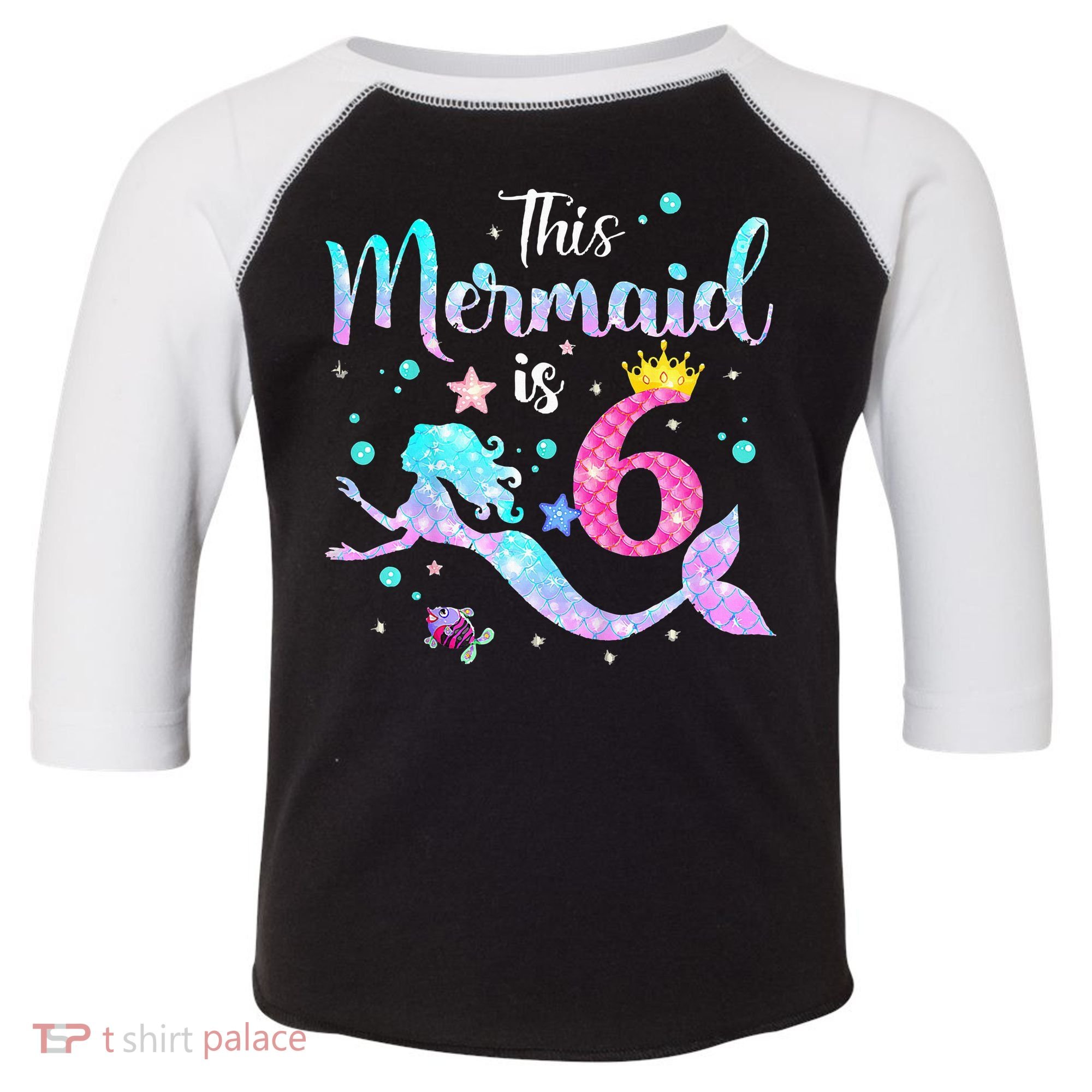 6 Year Old This Mermaid Is 6th Birthday Daughter Toddler Fine Jersey T-Shirt