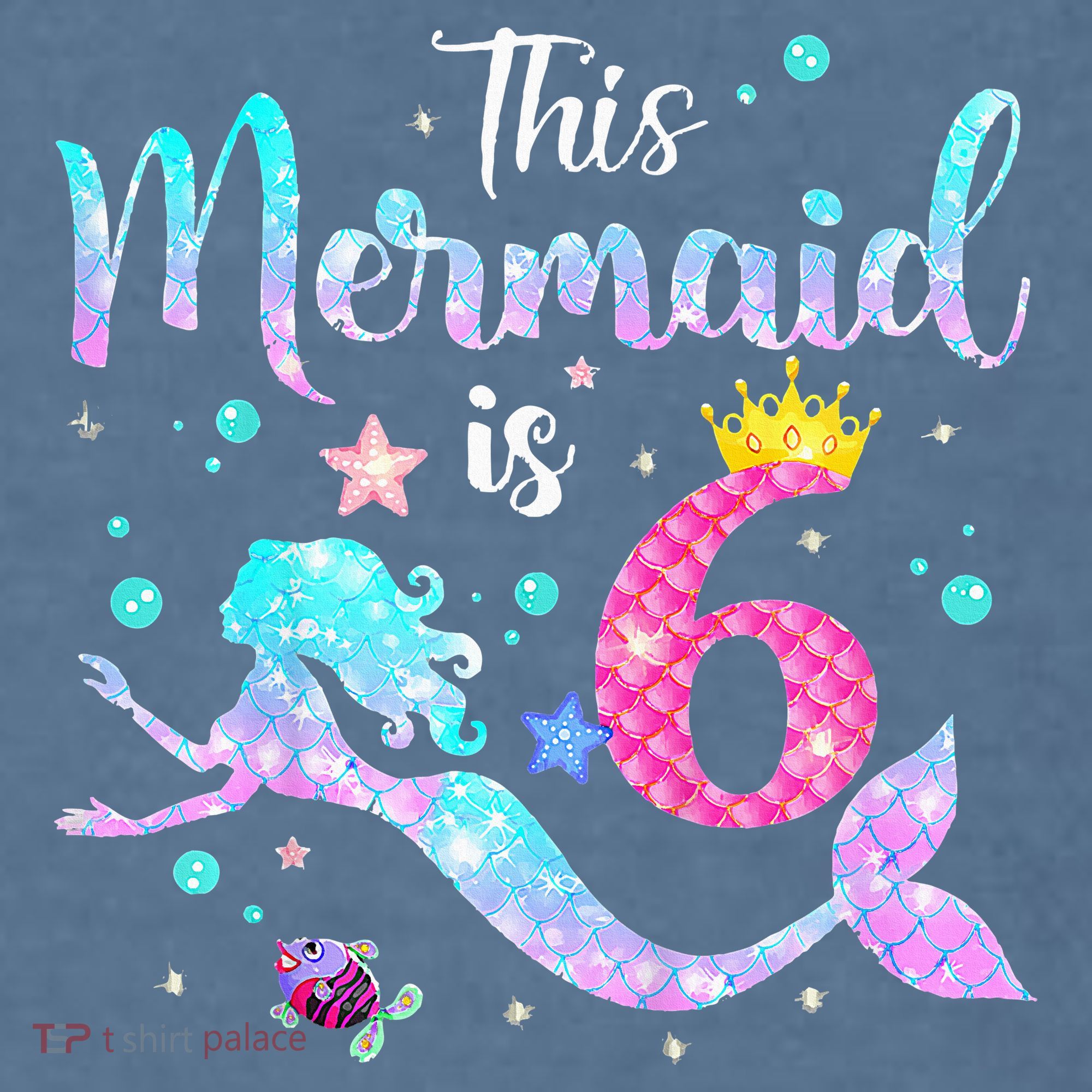 6 Year Old This Mermaid Is 6th Birthday Daughter Garment-Dyed Sweatshirt