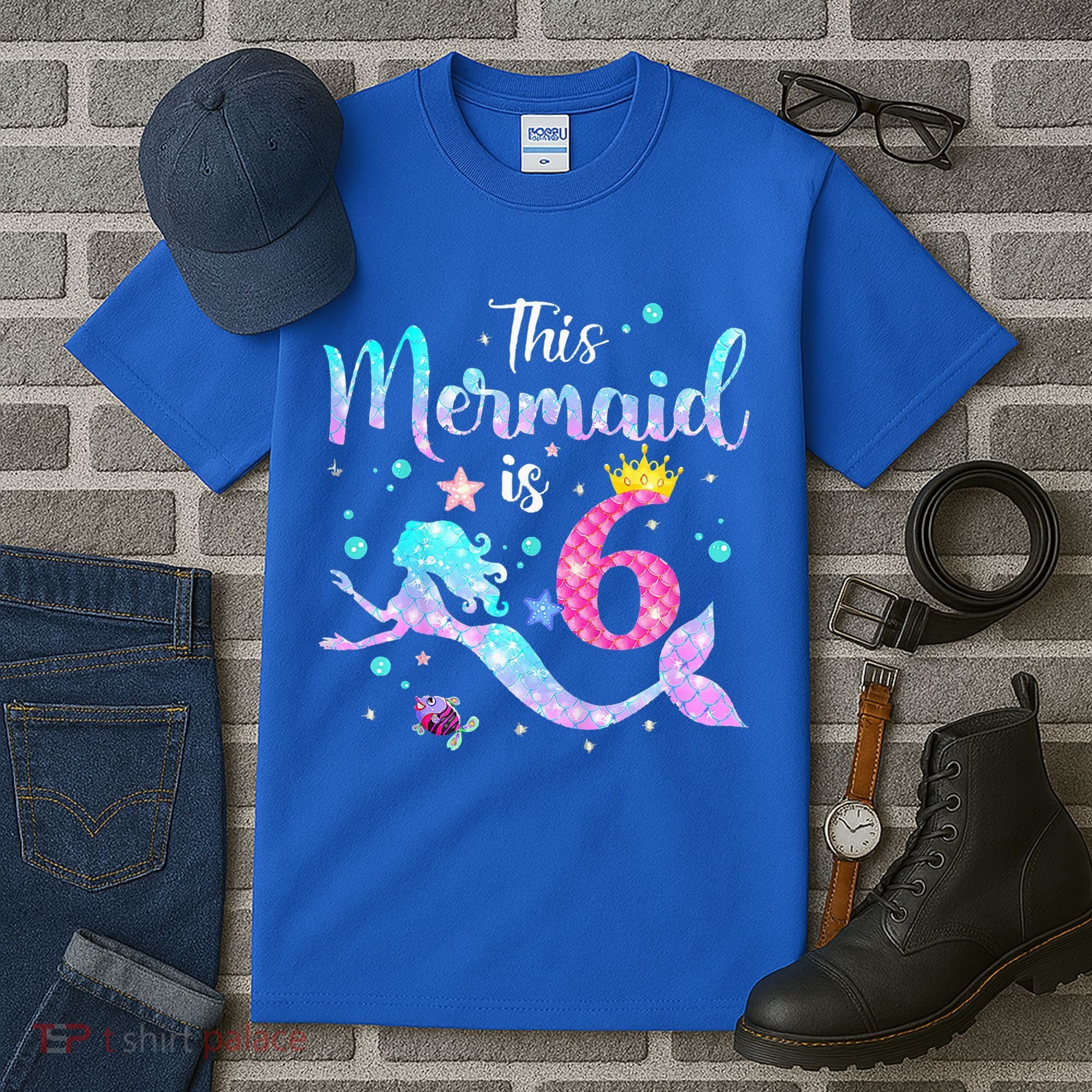 6 Year Old This Mermaid Is 6th Birthday Daughter Tall T-Shirt