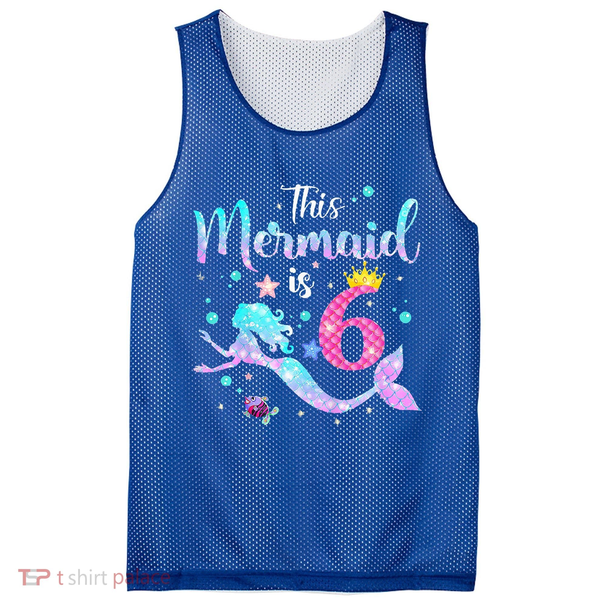6 Year Old This Mermaid Is 6th Birthday Daughter Mesh Reversible Basketball Jersey Tank