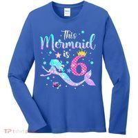 6 Year Old This Mermaid Is 6th Birthday Daughter Women's Long Sleeve Shirt thumb 0