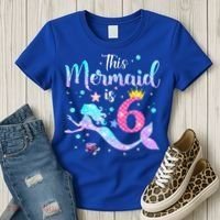 6 Year Old This Mermaid Is 6th Birthday Daughter Women's T-Shirt thumb 3