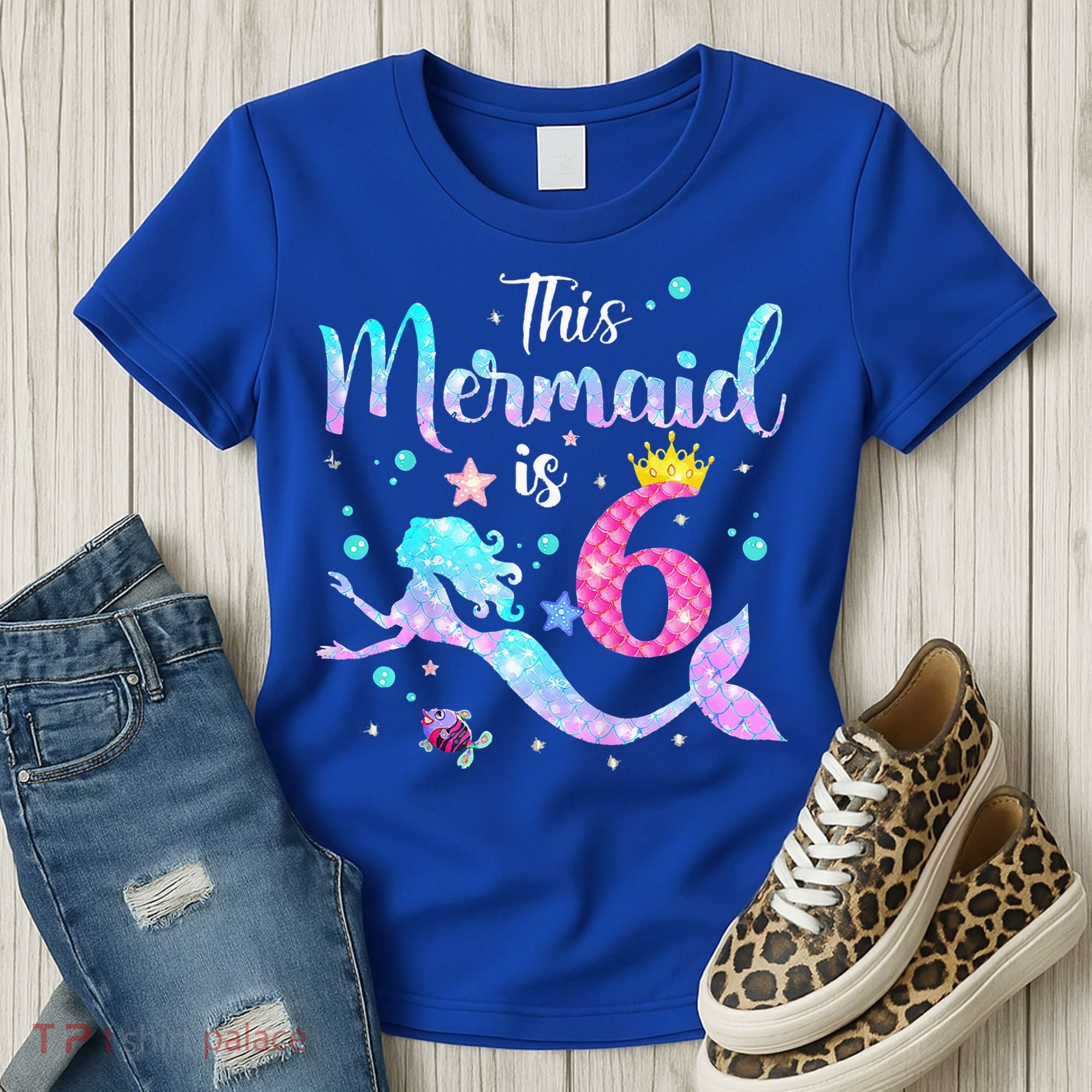 6 Year Old This Mermaid Is 6th Birthday Daughter Women's T-Shirt
