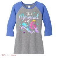 6 Year Old This Mermaid Is 6th Birthday Daughter Women's Tri-Blend 3/4-Sleeve Raglan Shirt thumb 0