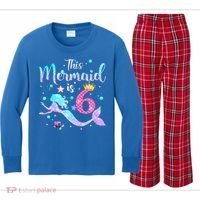 6 Year Old This Mermaid Is 6th Birthday Daughter Kids Long Sleeve Plaid Pajama Set thumb 0