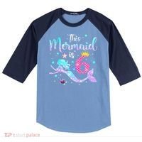 6 Year Old This Mermaid Is 6th Birthday Daughter Raglan Baseball Sleeve Shirt thumb 0