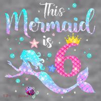 6 Year Old This Mermaid Is 6th Birthday Daughter Women's Racerback Cropped Tank thumb 2
