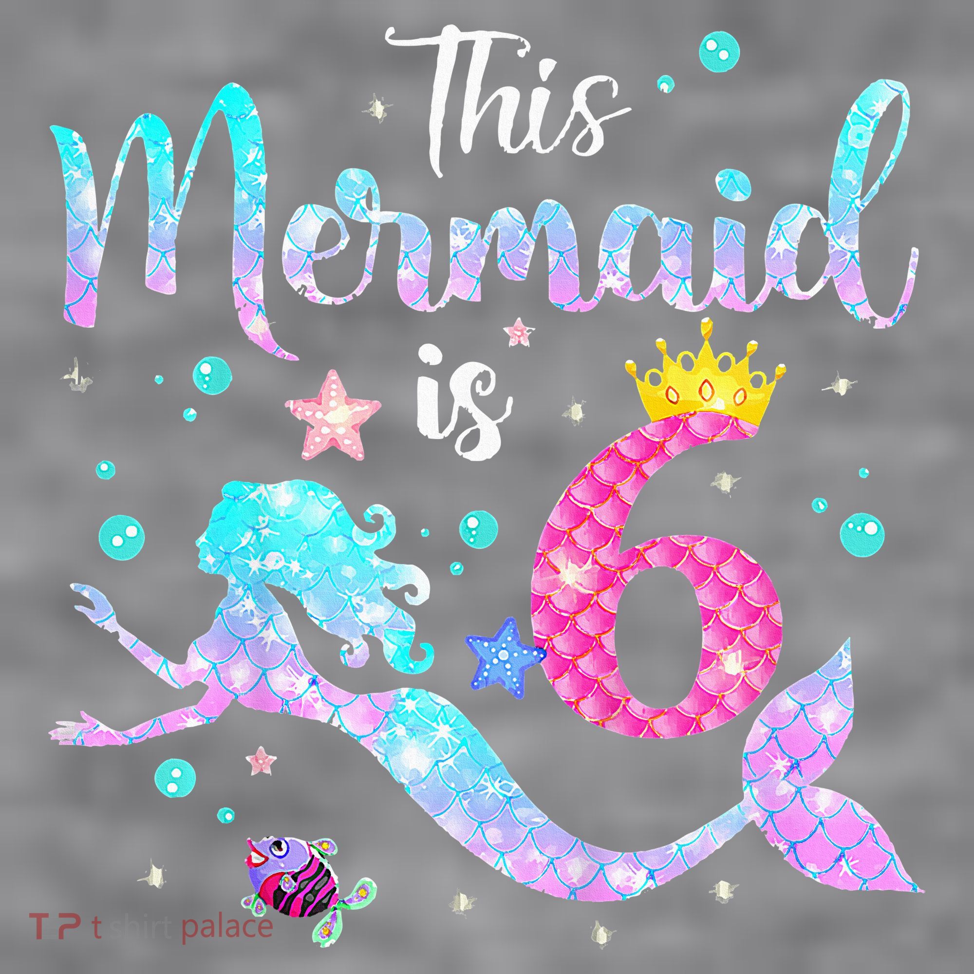 6 Year Old This Mermaid Is 6th Birthday Daughter Women's Racerback Cropped Tank