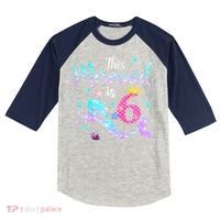 6 Year Old This Mermaid Is 6th Birthday Daughter Kids Colorblock Raglan Jersey thumb 0