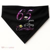65 Year Old Shirt Awesome Floral 1958 65th Birthday Gift USA-Made Doggie Bandana thumb 0