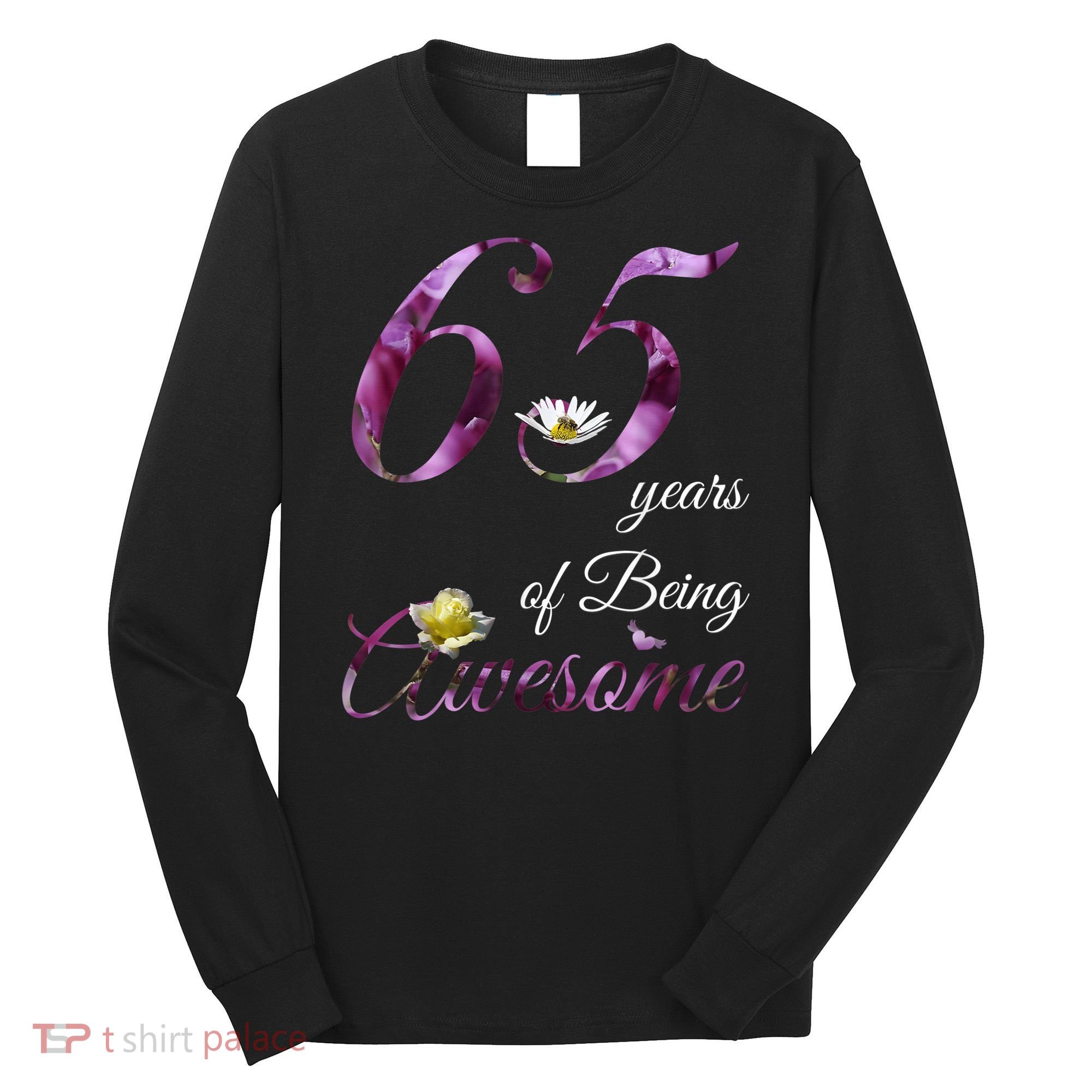 65 Year Old Shirt Awesome Floral 1958 65th Birthday Gift Long Sleeve Shirt