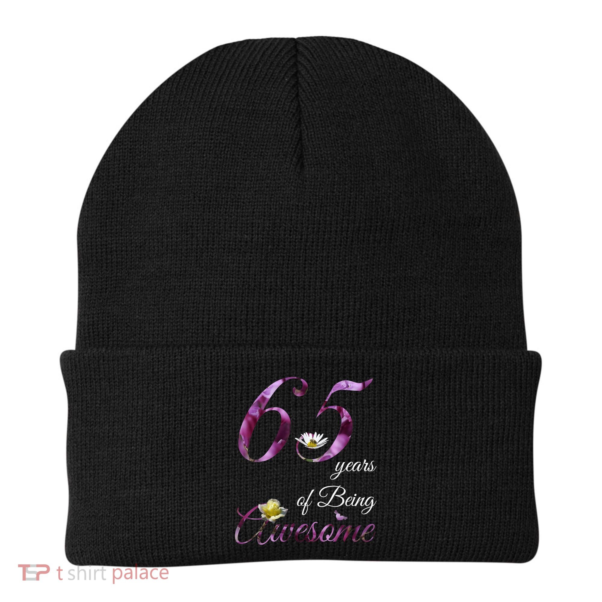 65 Year Old Shirt Awesome Floral 1958 65th Birthday Gift Beanie
