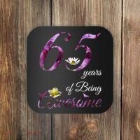 65 Year Old Shirt Awesome Floral 1958 65th Birthday Gift Coaster thumb 0
