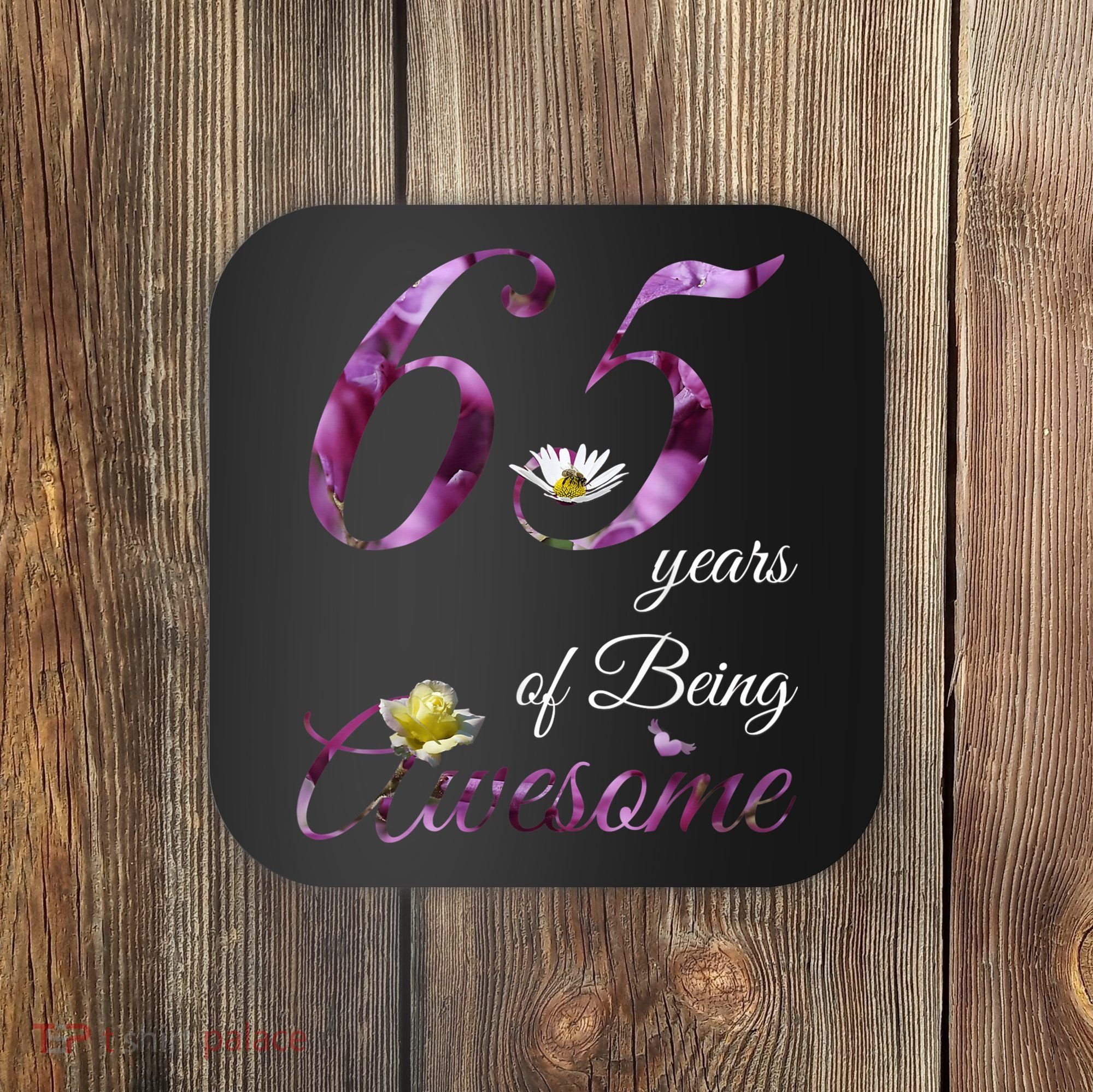 65 Year Old Shirt Awesome Floral 1958 65th Birthday Gift Coaster