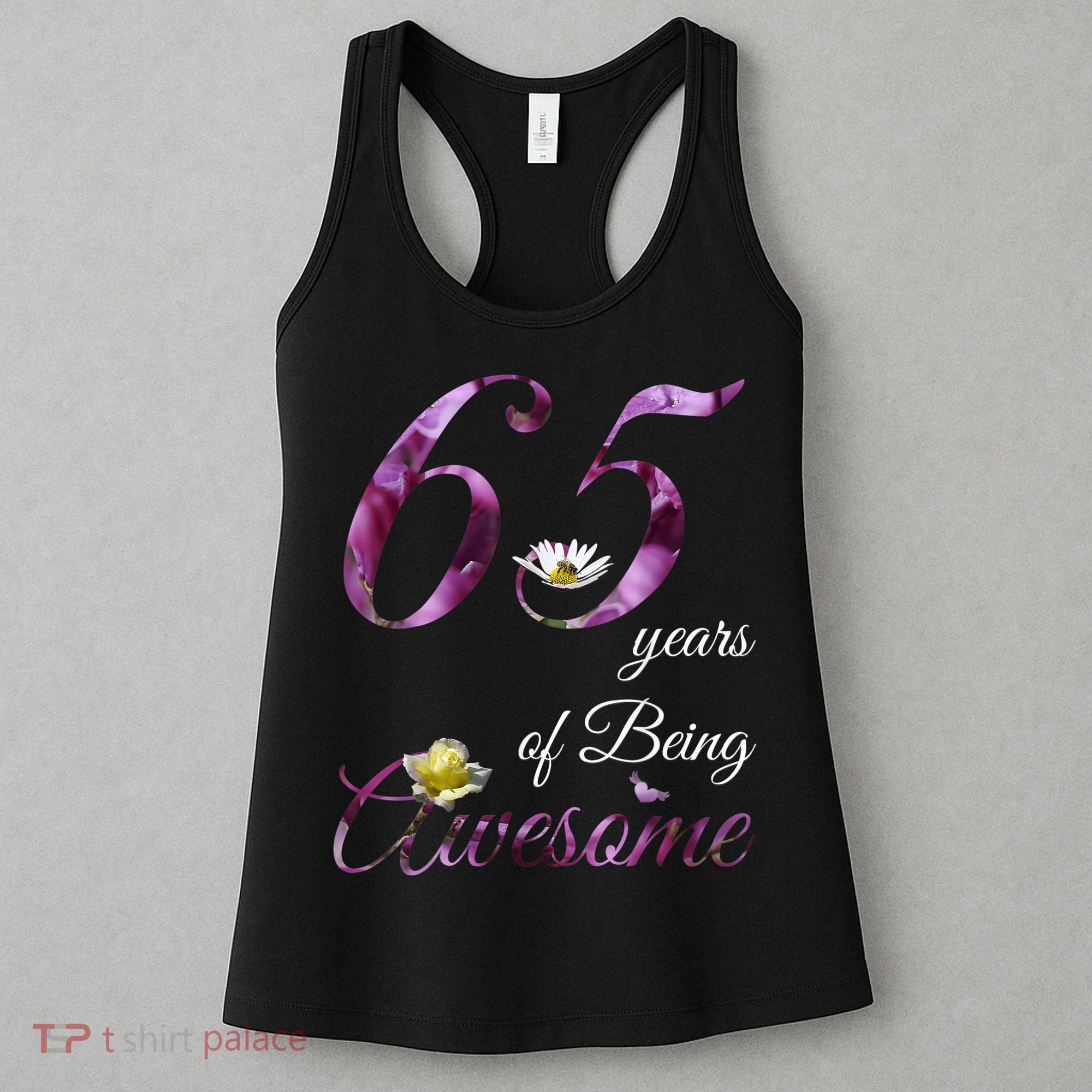 65 Year Old Shirt Awesome Floral 1958 65th Birthday Gift Women's Tank Top