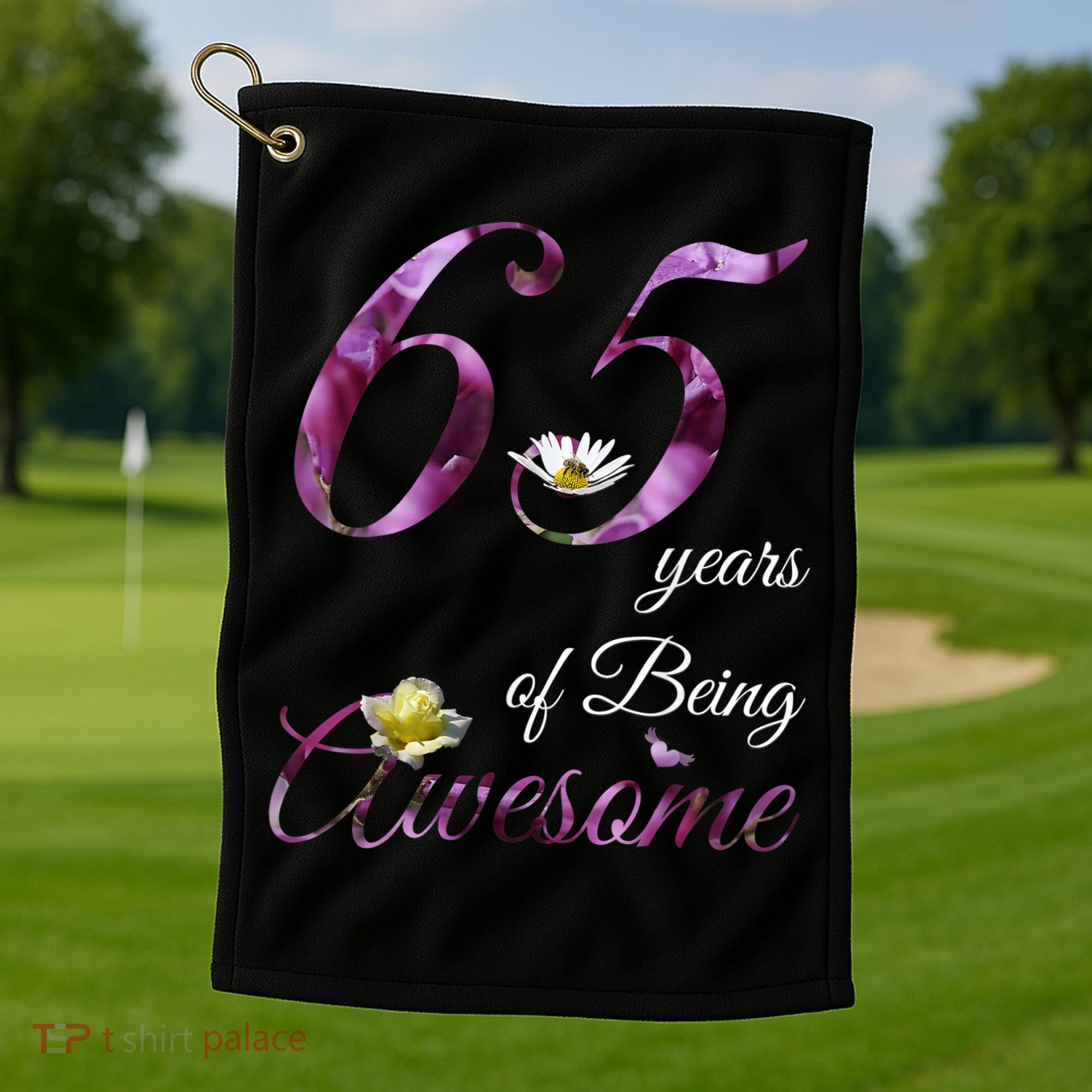 65 Year Old Shirt Awesome Floral 1958 65th Birthday Gift Golf Towel