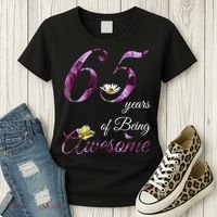 65 Year Old Shirt Awesome Floral 1958 65th Birthday Gift Women's T-Shirt thumb 3