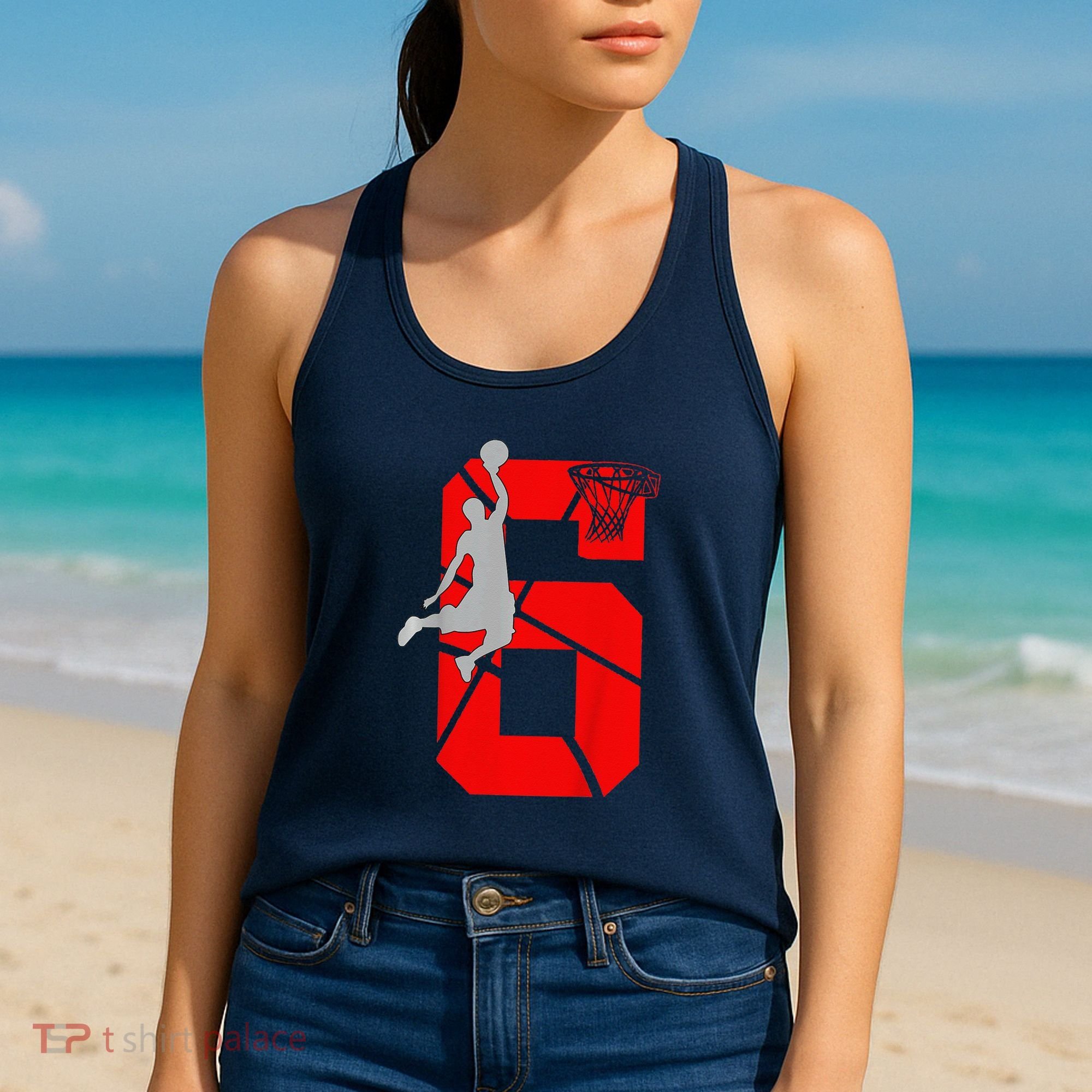 6 Year Old 6th Basketball Birthday Partytheme Women's Tank Top