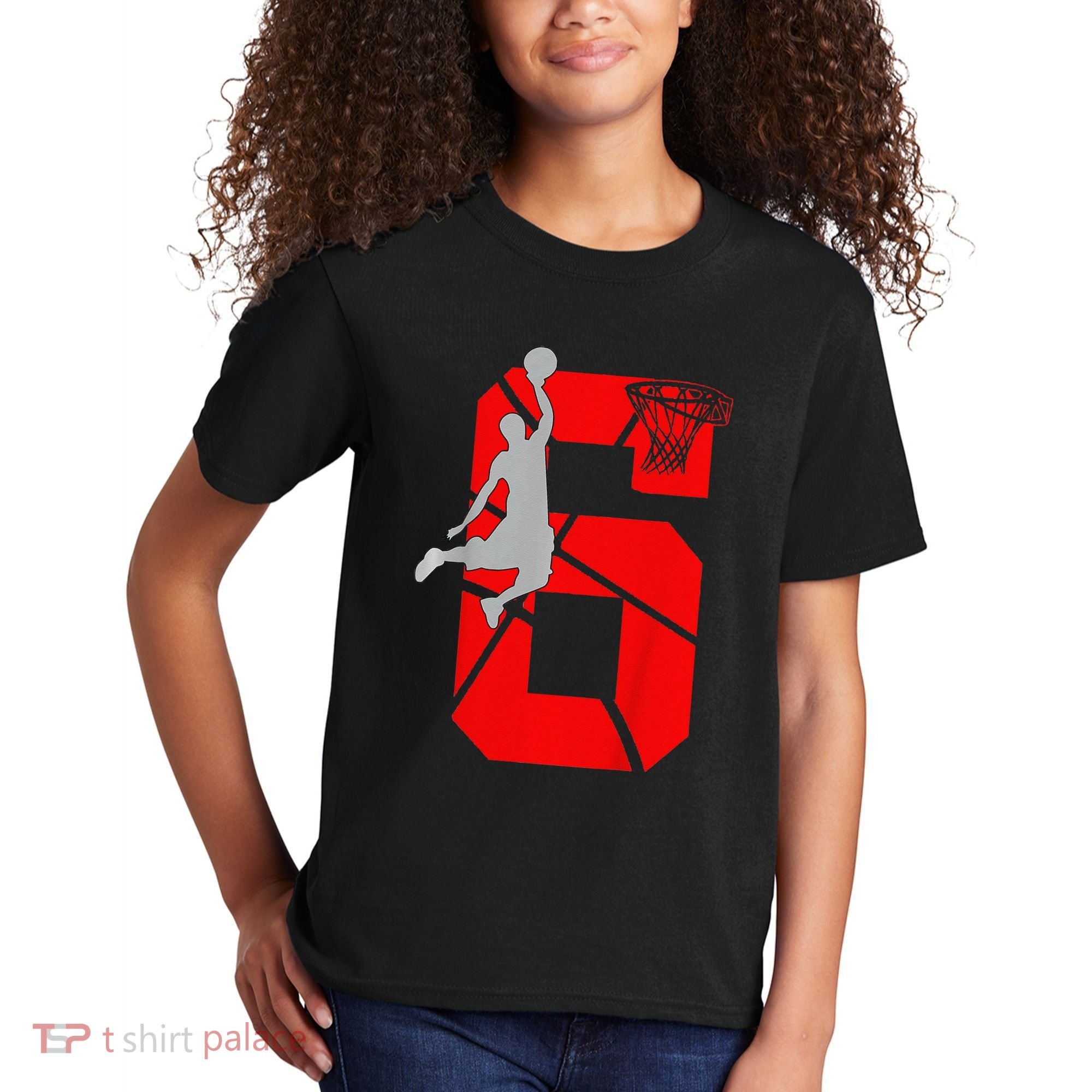 6 Year Old 6th Basketball Birthday Partytheme Kids T-Shirt