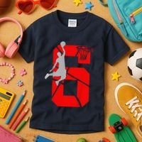 6 Year Old 6th Basketball Birthday Partytheme Kids T-Shirt thumb 3