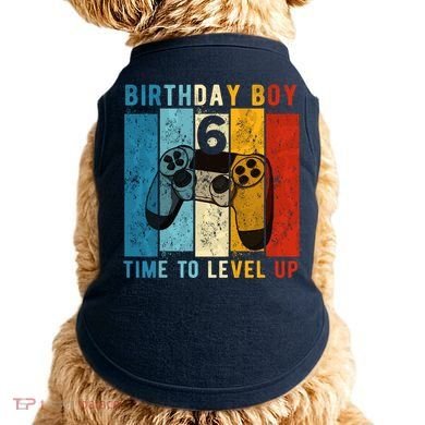6 Year Old Birthday Boy 6 Time To Level Up 6th Birthday Boy Doggie Tank