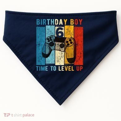 6 Year Old Birthday Boy 6 Time To Level Up 6th Birthday Boy USA-Made Doggie Bandana