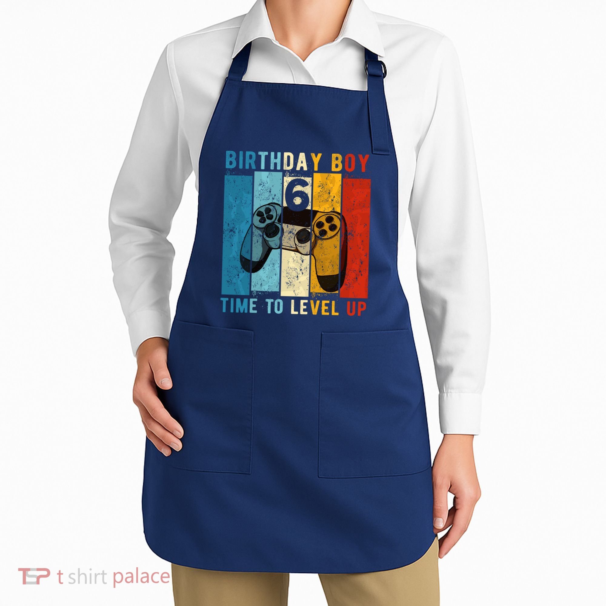 6 Year Old Birthday Boy 6 Time To Level Up 6th Birthday Boy Apron