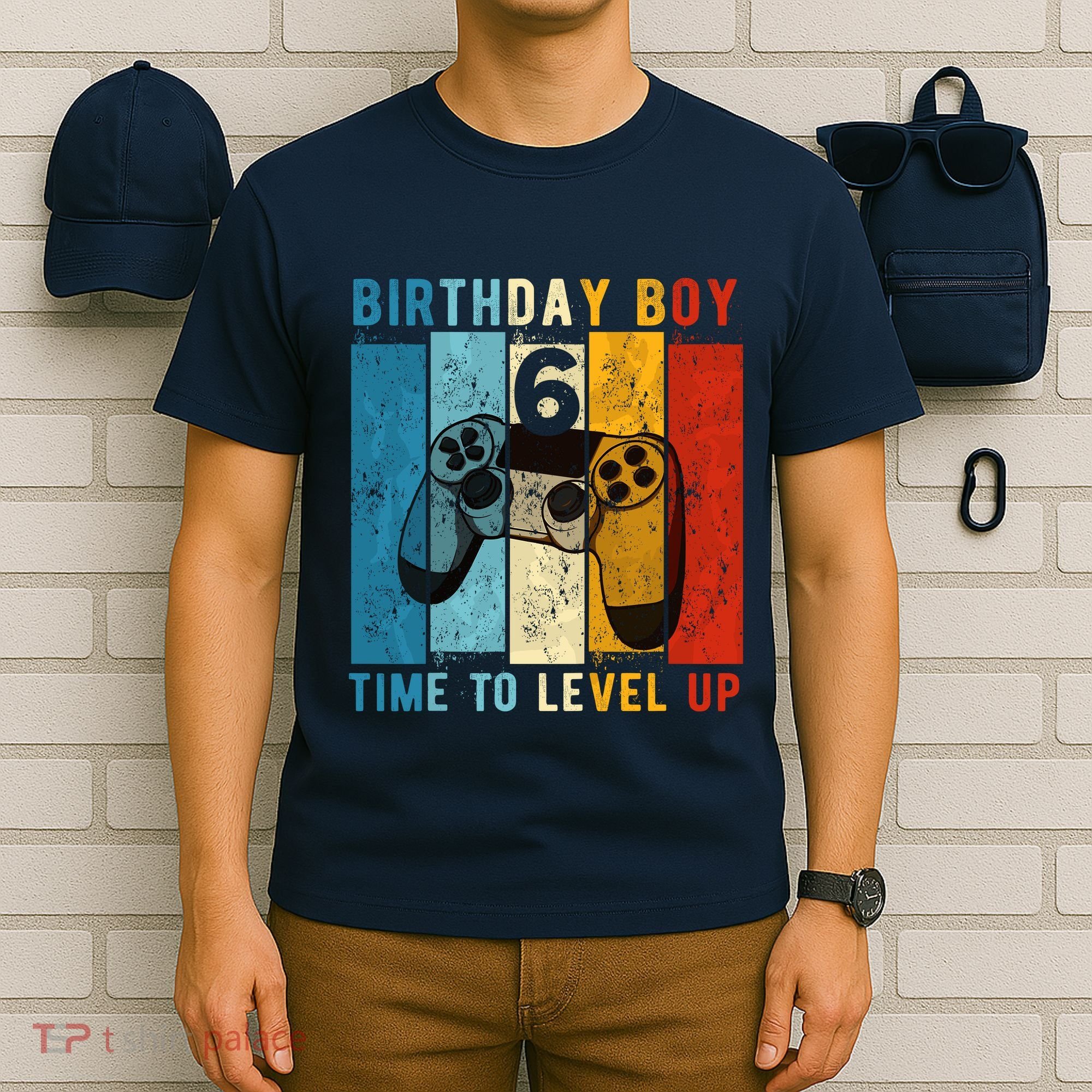 6 Year Old Birthday Boy 6 Time To Level Up 6th Birthday Boy T-Shirt