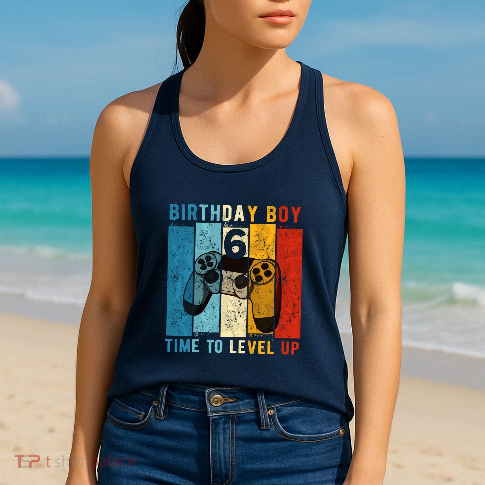 6 Year Old Birthday Boy 6 Time To Level Up 6th Birthday Boy Women's Tank Top