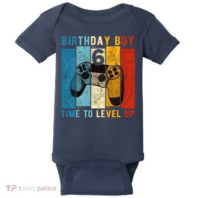 6 Year Old Birthday Boy 6 Time To Level Up 6th Birthday Boy Baby Bodysuit