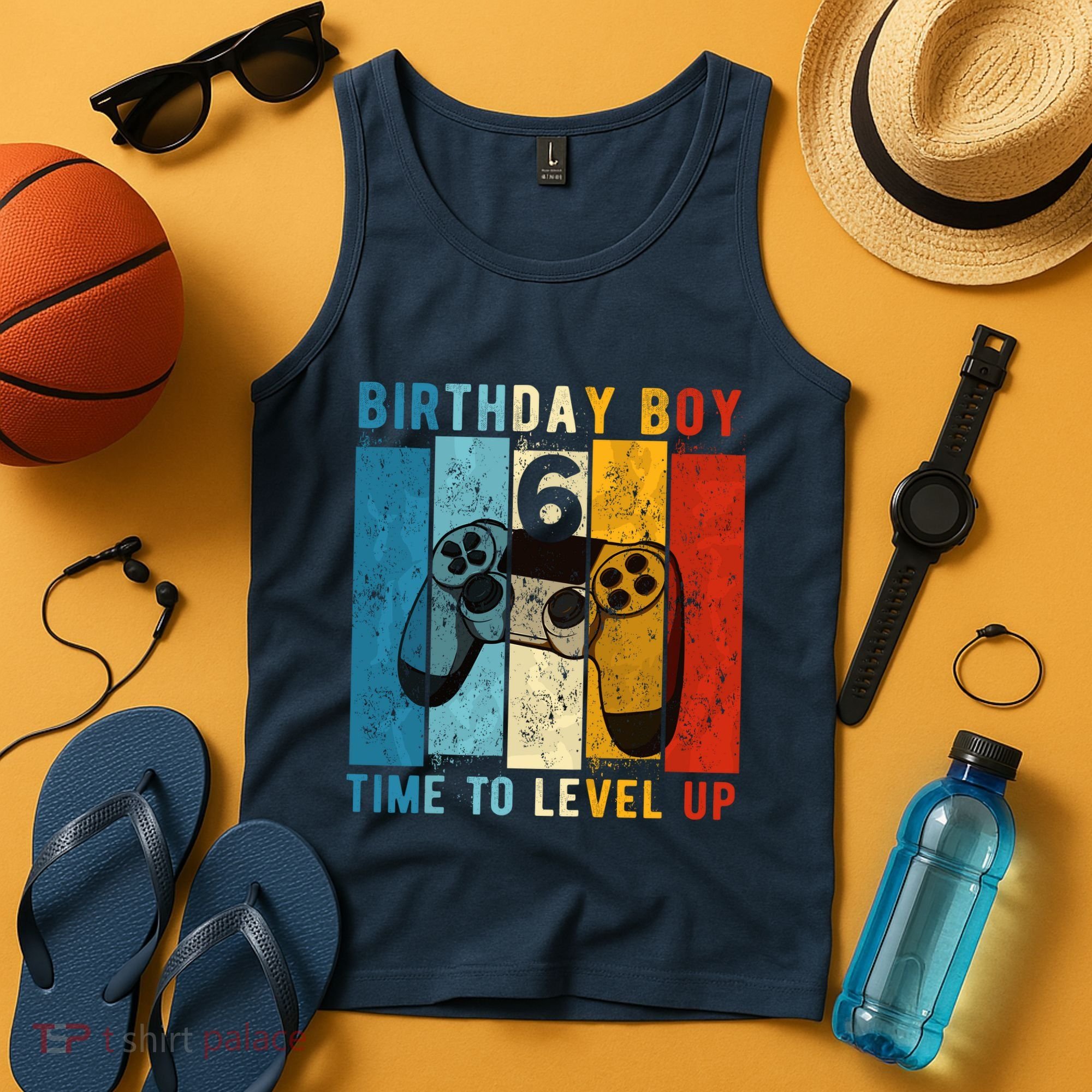 6 Year Old Birthday Boy 6 Time To Level Up 6th Birthday Boy Tank Top