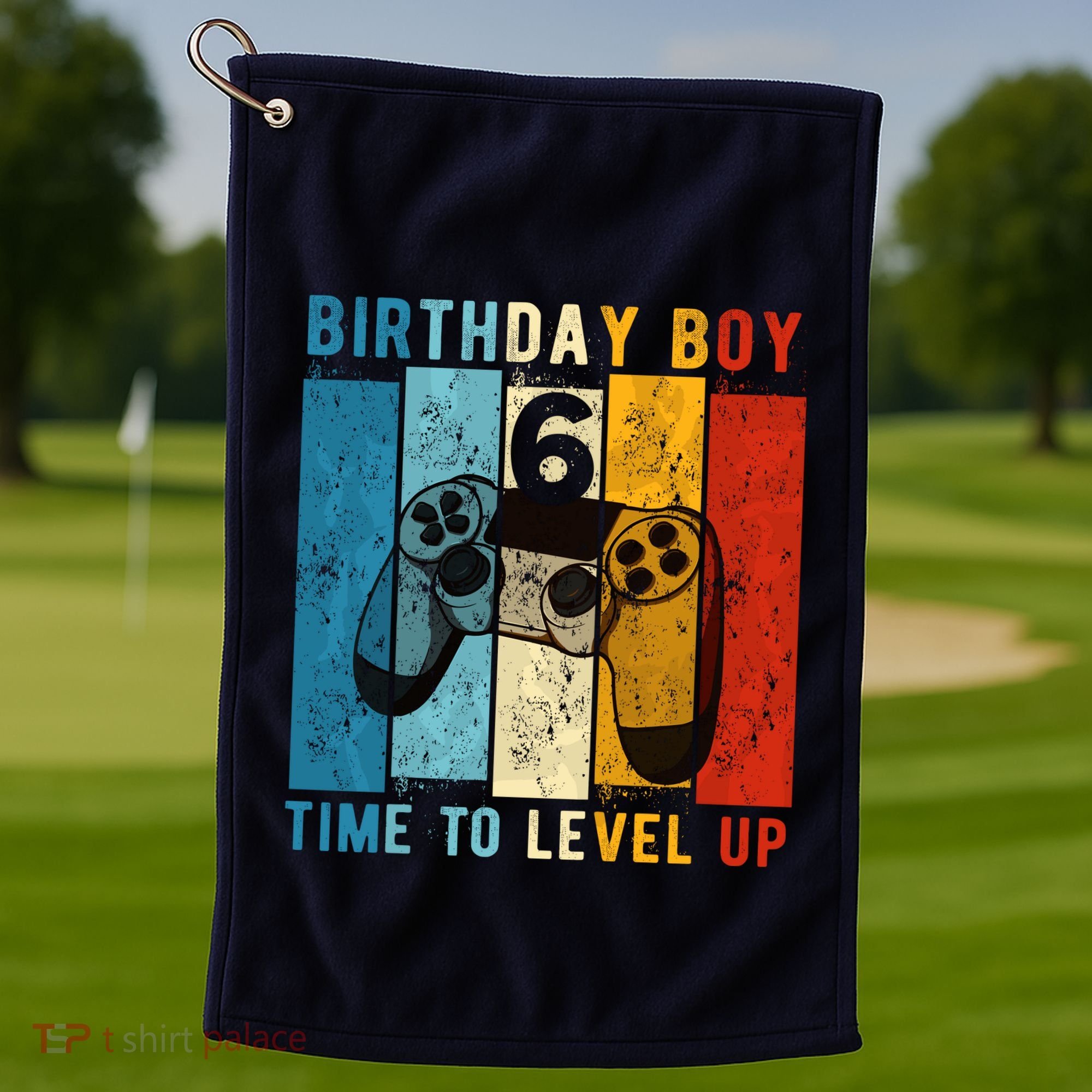 6 Year Old Birthday Boy 6 Time To Level Up 6th Birthday Boy Golf Towel