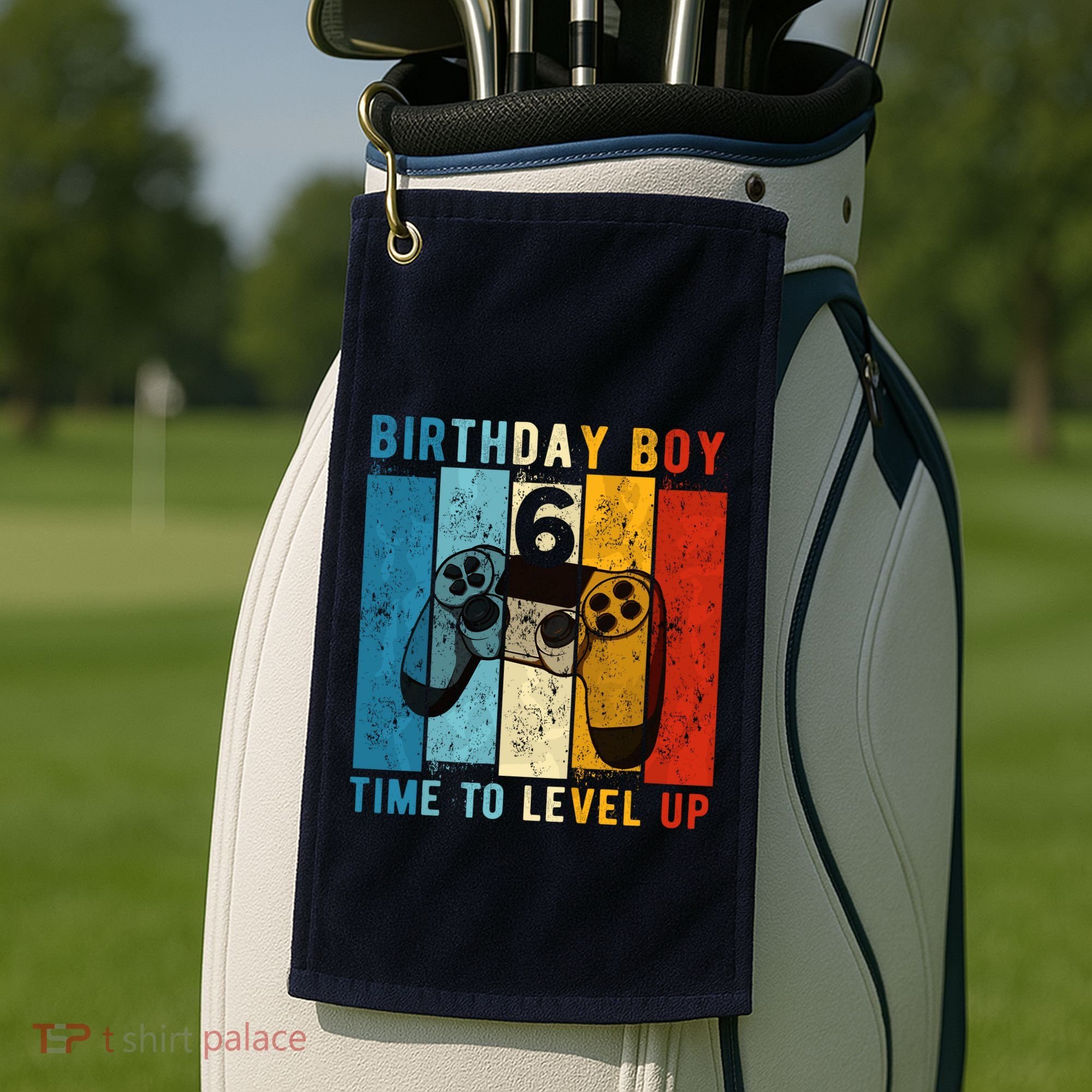 6 Year Old Birthday Boy 6 Time To Level Up 6th Birthday Boy Golf Towel