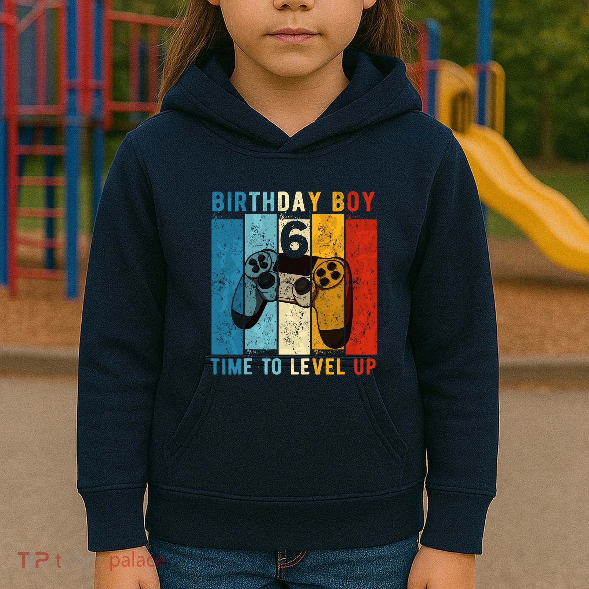 6 Year Old Birthday Boy 6 Time To Level Up 6th Birthday Boy Kids Hoodie