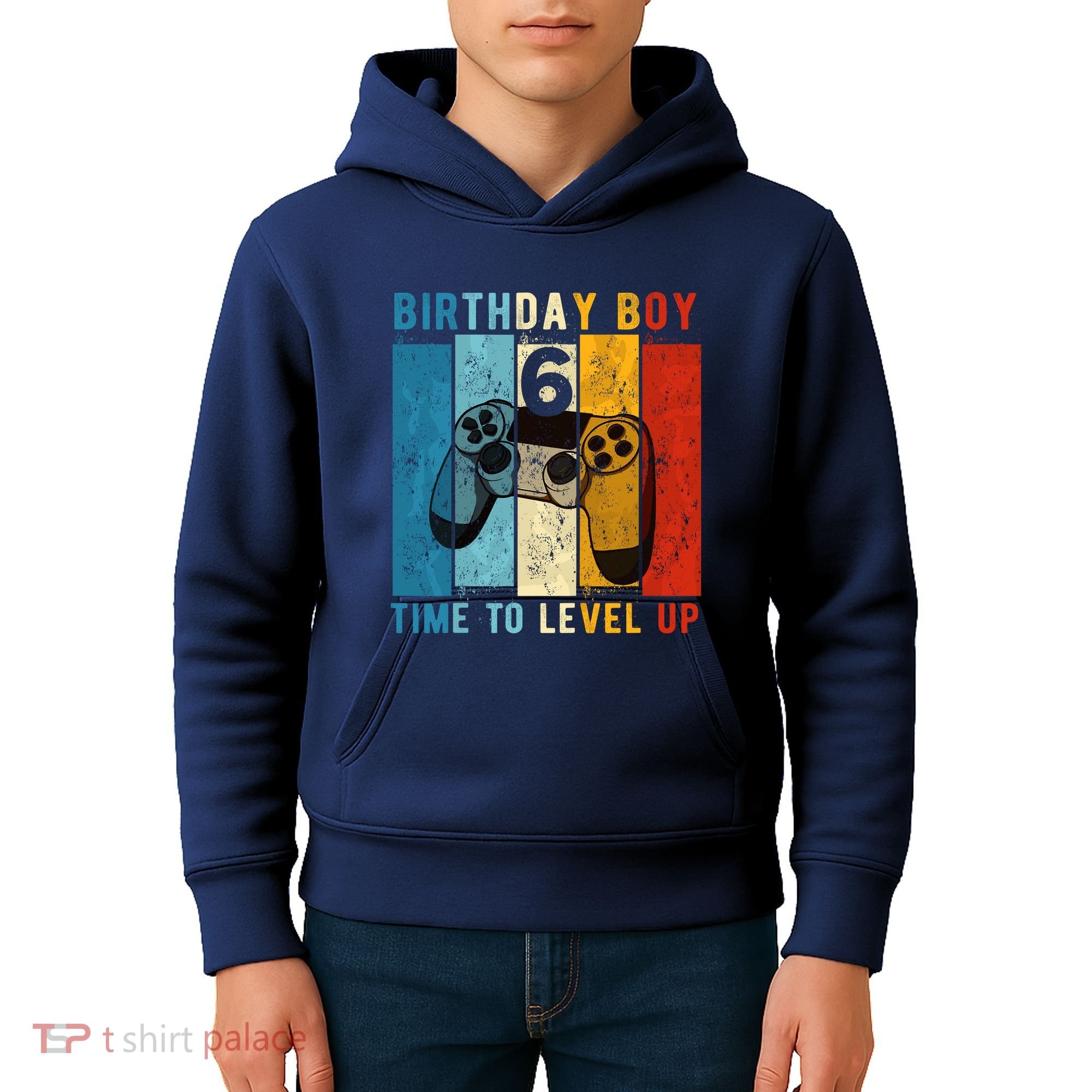 6 Year Old Birthday Boy 6 Time To Level Up 6th Birthday Boy Kids Hoodie