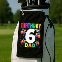 6 Years Old ItS My 6th Birthday Crew Balloons For Dad Golf Towel thumb 2