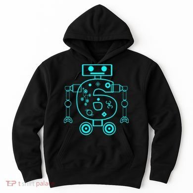 6 Year Old 6th Birthday Robot Themed Party Gift Hoodie