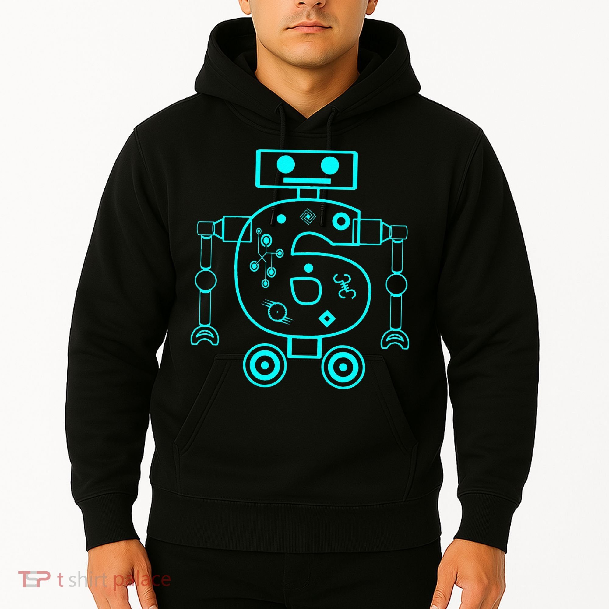 6 Year Old 6th Birthday Robot Themed Party Gift Hoodie