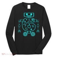 6 Year Old 6th Birthday Robot Themed Party Gift Long Sleeve Shirt thumb 0