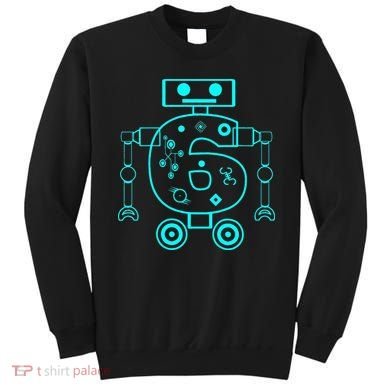 6 Year Old 6th Birthday Robot Themed Party Gift Sweatshirt